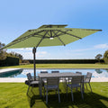 Cantilever Garden Parasol with Solar LED Lights - 360° Rotating Outdoor Umbrella 2.7 x 3.6m