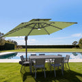 Cantilever Garden Parasol with Solar LED Lights - 360° Rotating Outdoor Umbrella 2.7 x 3.6m