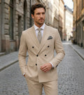 Men's Woven Wedding Suit Set | Elegant Double Breasted Blazer and Tailored Trousers