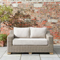2-Seater Outdoor Sofa – Beige Rattan & Acacia Wood Scandi Coastal Design