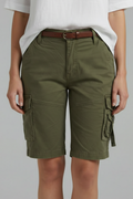 Women's Structured Cotton Cargo Shorts | Modern Relaxed Fit Summer Bottoms