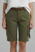 Women's Structured Cotton Cargo Shorts | Modern Relaxed Fit Summer Bottoms
