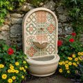 Solar Moroccan Garden Water Feature | Outdoor Wall-Mounted Fountain with Tile-Effect Design