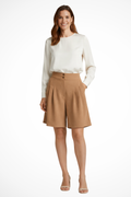 Women's Tailored Cotton Bermuda Shorts | Stylish High Waist Summer Shorts
