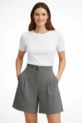 Women's High Waist Pleated Bermuda Shorts | Stylish Comfortable Casual Summer Wear