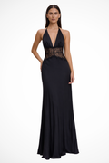 Women's Lace Maxi Dress | Modern Halter Neck Backless Design