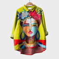Women's Lightweight Cotton Blouse | Artistic Patterned Summer Top | Comfortable Fluid Fit