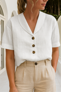 Women's Lightweight White Wrap Blouse | Elegant Long Sleeve Summer Top