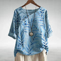 Women's Printed Cotton Blouse | Relaxed Fit 3/4 Sleeve Summer Top
