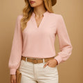 Women's Soft Viscose V-Neck Top | Flowy Relaxed Fit Blouse for All Seasons