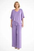 Women's Solid Cobalt Blue Loungewear Set | Relaxed Batwing Top and Wide Leg Trousers