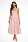 Women's Structured Corset Midi Dress | Flared A-Line Silhouette