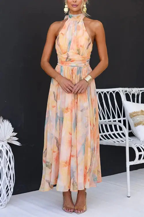 watercolour maxi dress Women's | Flowing Elegant Summer Gown sub2:ec10ab9955e1c187b70fb942cbb8213b 10 Must-Try Classy Outfit Color:ROSE GOLD