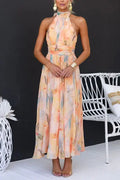 Women's Watercolour Maxi Dress | Flowing Elegant Summer Gown