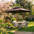 Square Cantilever Garden Parasol - 3m Outdoor Umbrella with LED Lights