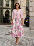 Women's Floral Maxi Dress Set | Elegant Two-Piece Outfit with Cropped Jacket