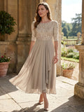 Women's Elegant Lace Midi Evening Dress | Flattering Flowing Skirt