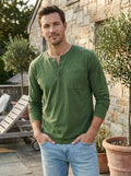Men's Cotton Long Sleeve Henley Shirt | Casual Comfortable Everyday Wear