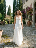 Women's Floral Textured A-Line Wedding Dress | Elegant Strapless Bridal Gown