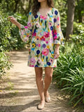 Abito mini con stampa floreale da donna | Abito estivo elegante con scollo a V per occasioni speciali