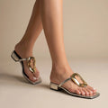 Women's Patent Leather Thong Sandals | Stylish Square Toe Low Block Heel Shoes