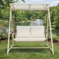 2-Seater Outdoor Garden Swing Chair with Canopy | Padded Patio Swing Seat