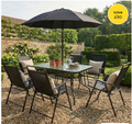 6 Seater Garden Dining Set with Parasol - Outdoor Patio Furniture Set