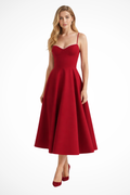 Women's Structured Corset Midi Dress | Flared Elegant Formal Gown