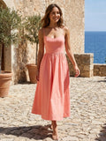 Women's Elegant Flared Midi Dress | Formal Wedding Guest Attire with Square Neckline