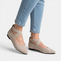 Women's Matte Black Ballet Flats | Chic Pointed Toe Ankle Strap Shoes