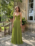 Women's Elegant Draped Pleated Maxi Dress | Structured Corset Style Evening Gown
