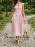 Women's Elegant Corset Midi Dress | Flared A-Line Formal Dress for Weddings