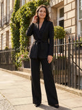 Women's Elegant Tailored Blazer Set | Stylish Wide-Leg Trousers for Spring Summer