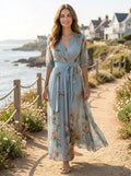 Robe midi en tissu léger pour femme | Style estival fluide à col en V